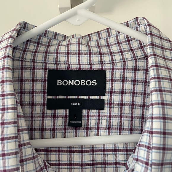Bonobos Men’s L Slim Fit Shirt Maroon/Blue - Picture 1 of 4